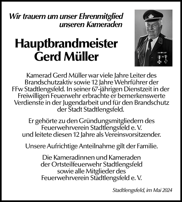 Todesanzeige von Gerd Müller